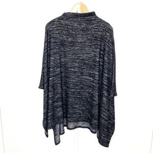 ⚡️$5⚡️Zenana Outfitters | Black/Grey Heather One Size Mock-Neck Fleece Poncho